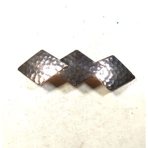 Hair Barrette Tension Clip Pinkish Gold Tone Diamond Hammered Shape Classic